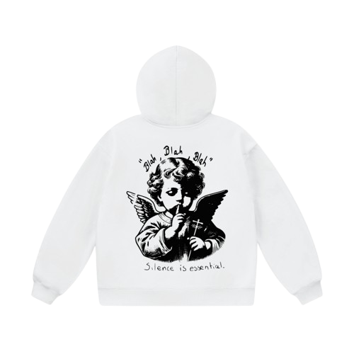 Silence is essential / White hoodie
